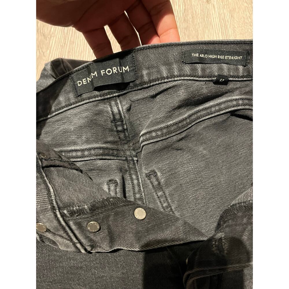 Denim Forum - Arlo High Rise Straight Cropped Raw Hem /Black / 25 - Picture 5 of 8